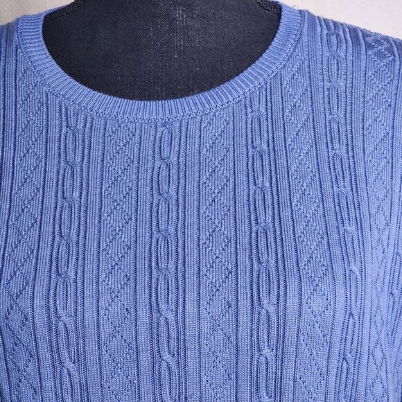Alfred Dunner Periwinkle Blue SS Acrylic CrewNeck Cable Knit Sweater Blouse Sz L - Picture 5 of 16